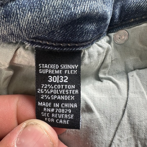 Rue 21 Men's Supreme Flex Skinny Jeans Distressed Embroidered Blue Size 30x32 - Picture 3 of 6